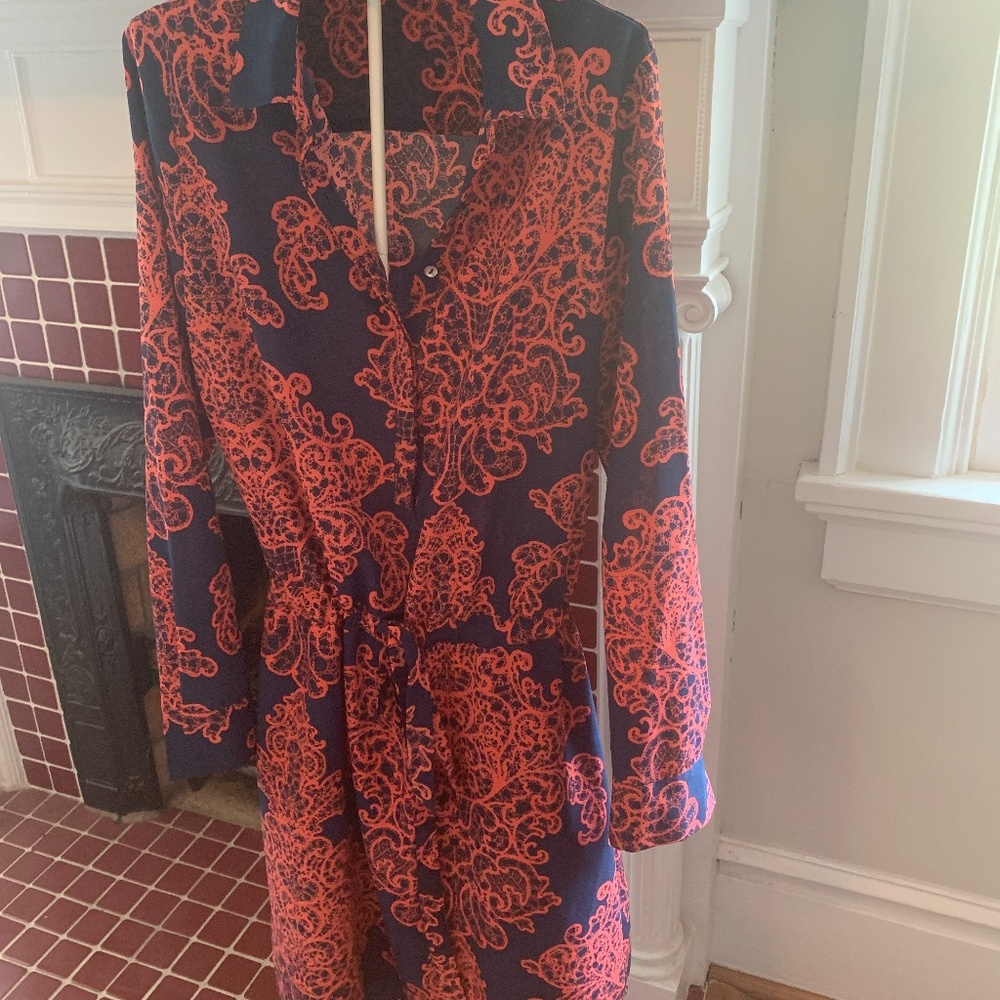 Lilla p tie waist button front dress. Never worn. Retail 198